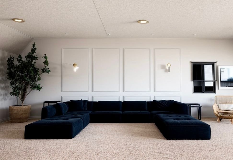 Modern living room interior after home renovation project completed by general contractor in Connecticut